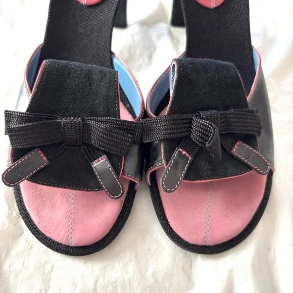 Cole Haan Rare G Series Bows Nike lab Black Pink Heeled Slip Ons SZ 9.5 B NWOT - Picture 9 of 14